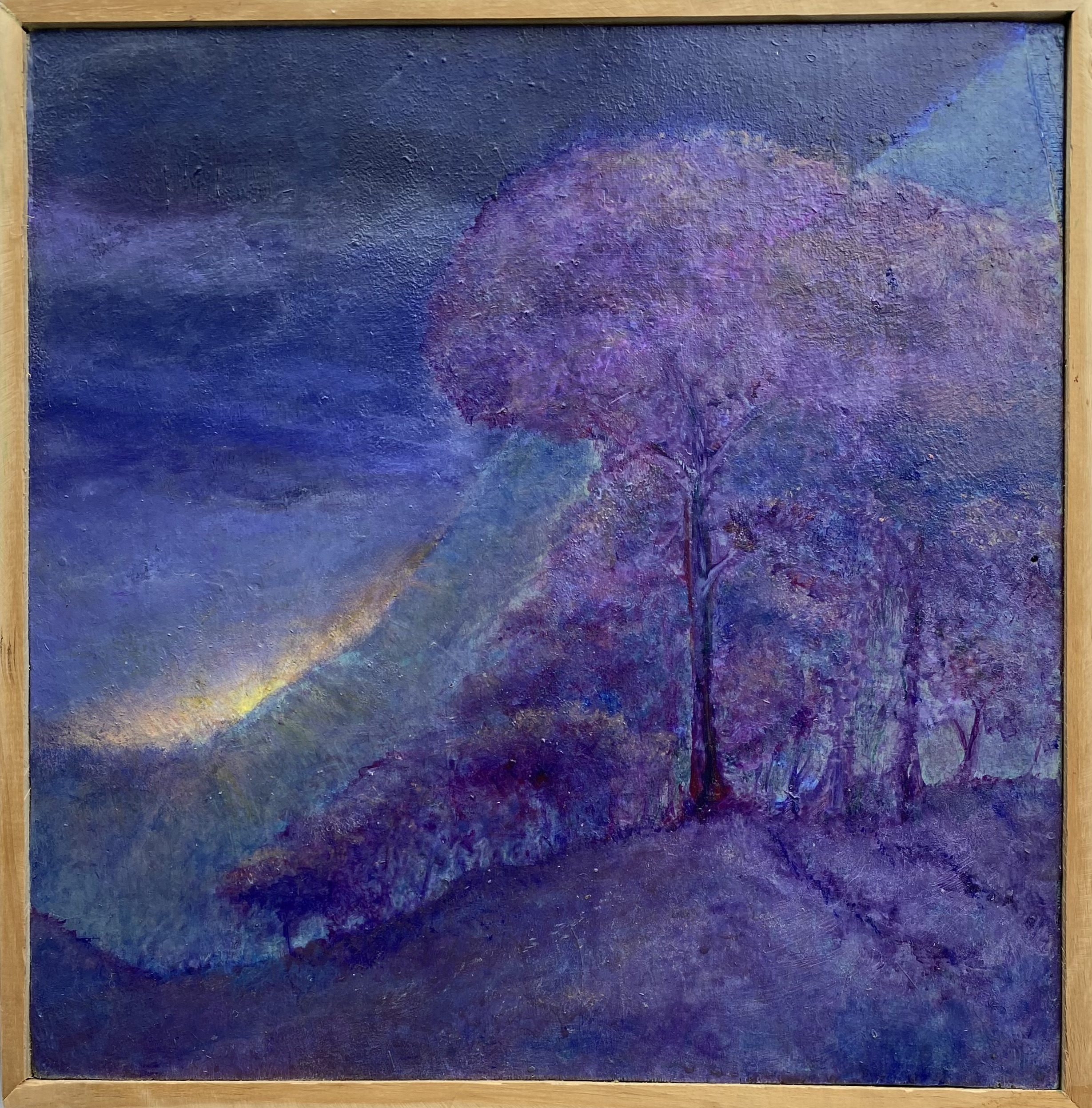 Early Morning Trees : 38cm x 39cm : mixed media on board : 2023 : $1200