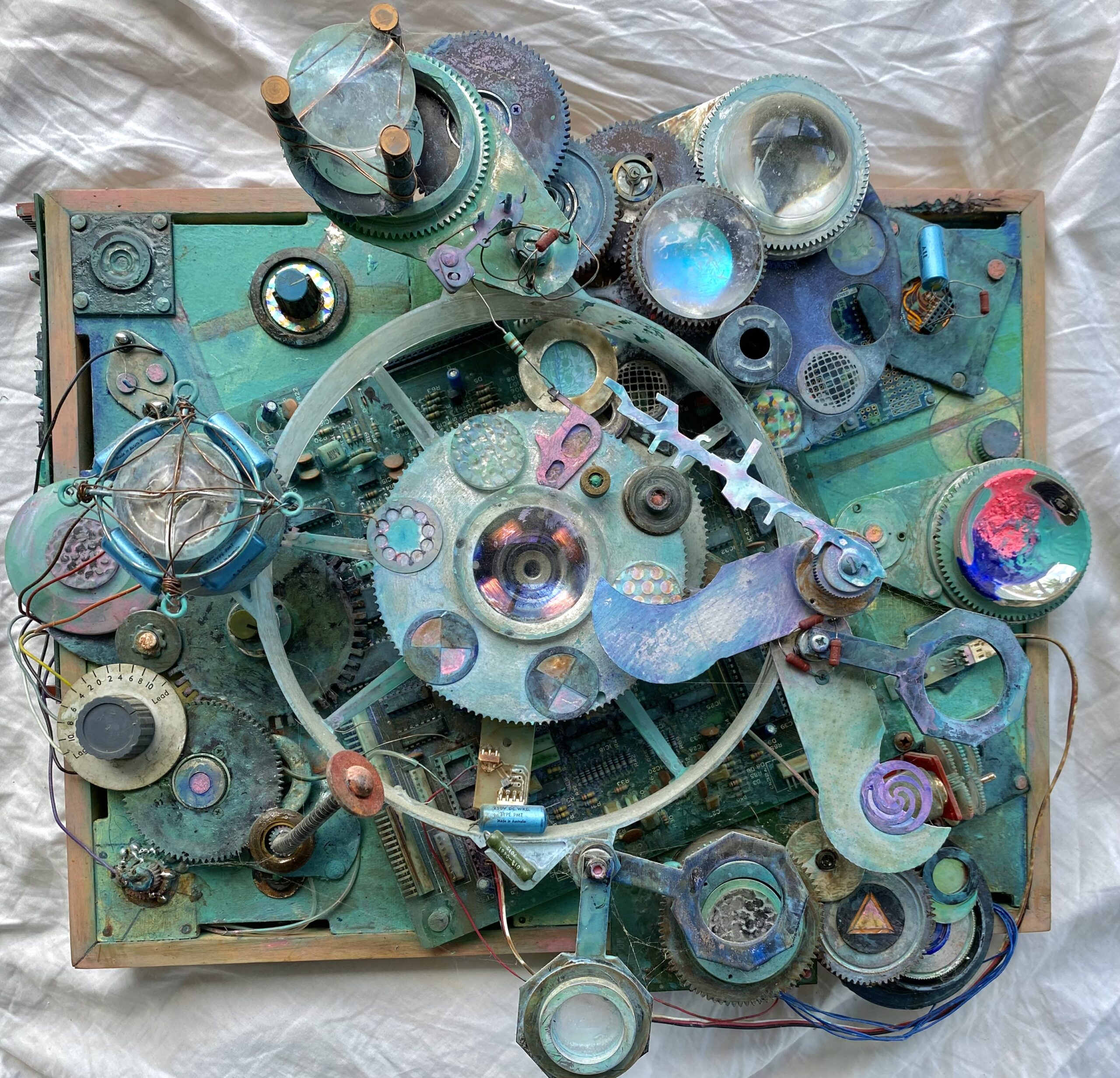 Star Base Machine 1 : 41cm x 36cm : mixed media on board : SOLD