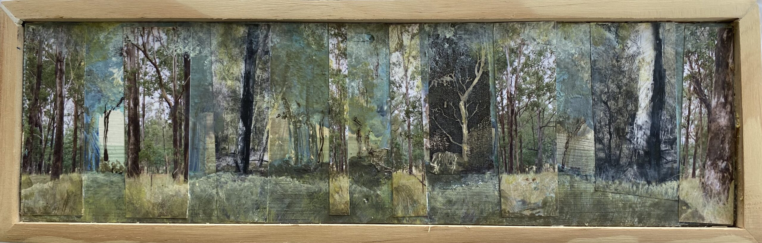 Forest Split : 40cm x 13cm : mixed media on board : $400