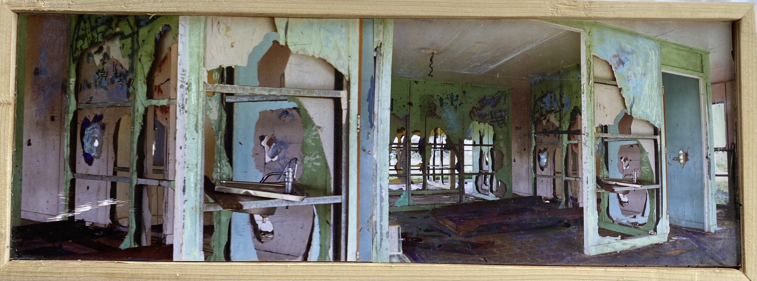 Mission Split : 31cm x 11cm : mixed media on board : $350